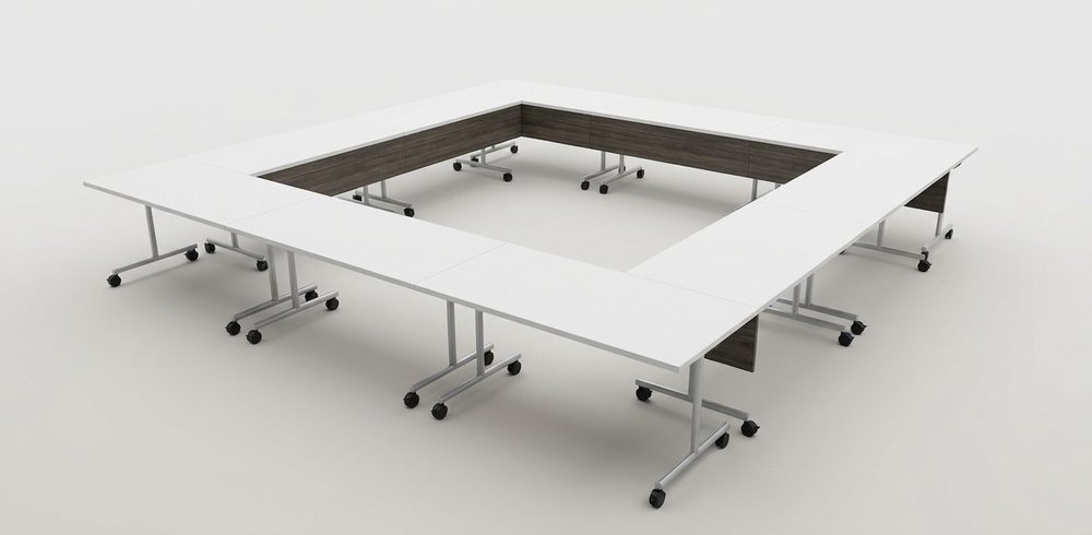 Folding tables in a square configuration